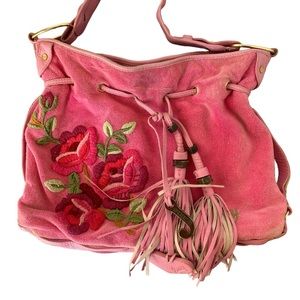 Pink JUICY COUTURE Terry Purse Embroidered Flowers Y2K